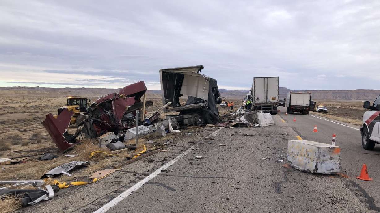 Two semitruck drivers died Tuesday morning after crashing near Moab, troopers said.