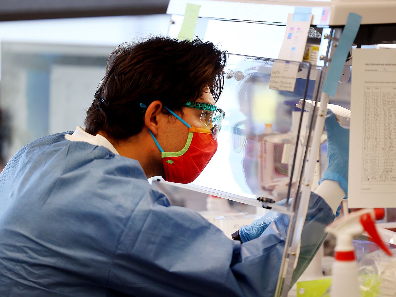 Microbiologist Samuel Philips sequences COVID-19 samples for variants at the Utah Public Health Laboratory in Taylorsville on Nov. 29.