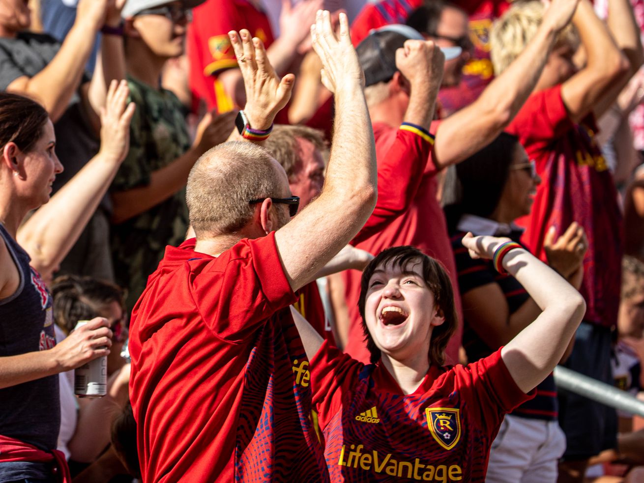 Real Salt Lake fans cheer as RSL and Houston play an MLS soccer game at Rio Tinto Stadium in Sandy on June 26. More than twice as many Utahns as earlier in the pandemic are
resigned to dealing with COVID-19 for at least another couple of years, according to the latest Deseret News/Hinckley Institute of Politics poll.