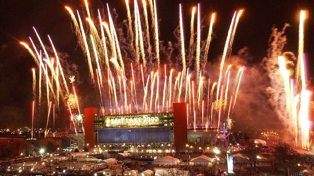 The closing ceremony of the 2002 Olympics takes place
at Rice-Eccles Stadium in Salt Lake City in 2002. For the first
time, U.S. Olympic leaders have formally committed to the
possibility of Salt Lake City hosting the 2030 Winter Games.