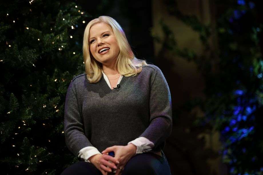 Singer and actor Megan Hilty gives an interview before the taping of the “Christmas with the Tabernacle Choir” television special at the Conference Center in Salt Lake City on Friday.