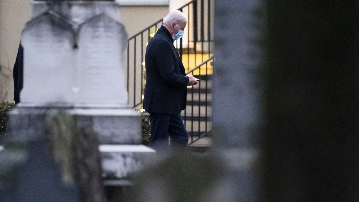 President Joe Biden arrives at St. Joseph on the Brandywine Catholic Church in Wilmington, Del., Saturday, Dec. 18, 2021. Today is the anniversary of Neilia and Naomi Biden's death.
