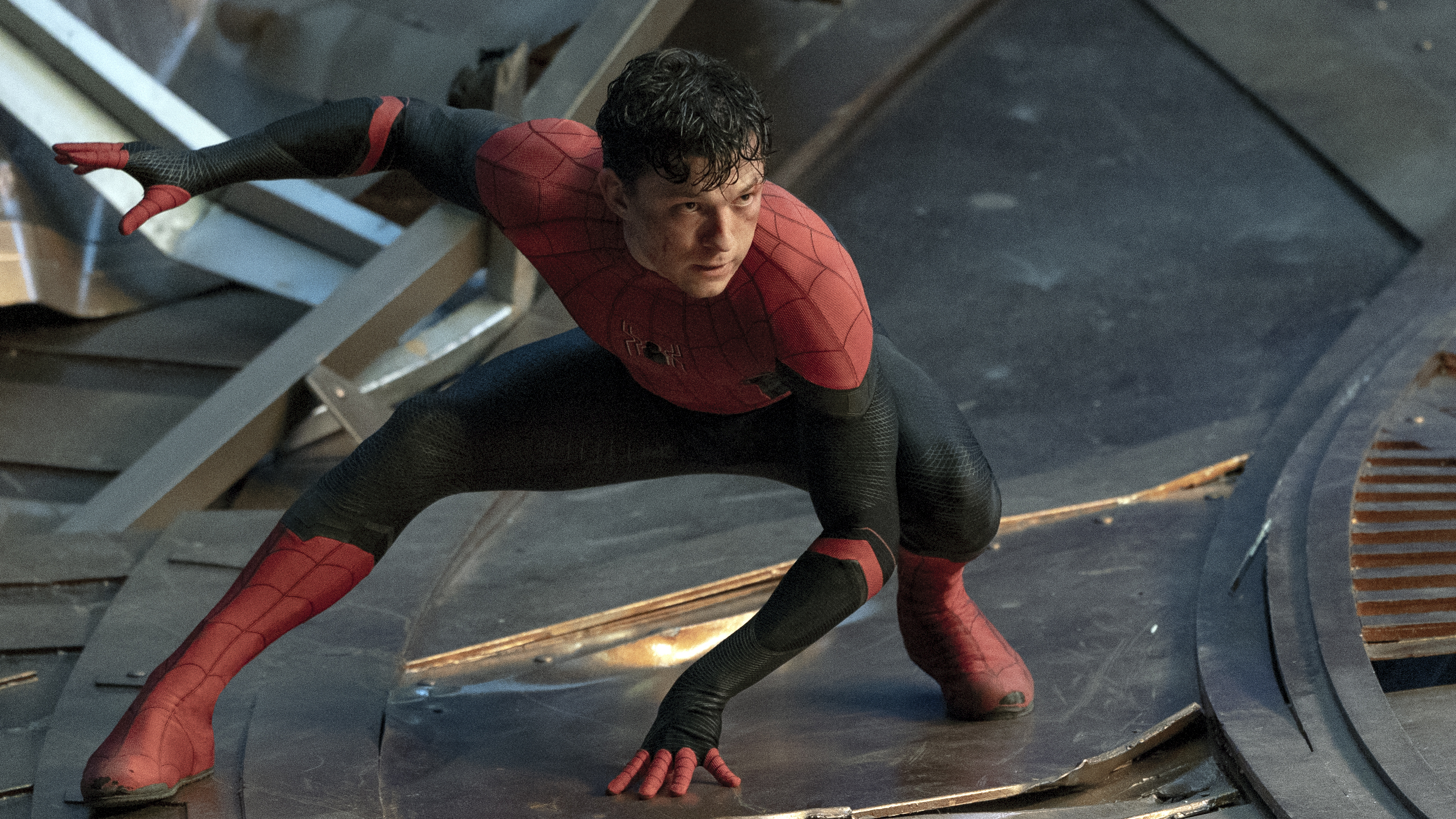 This image released by Sony Pictures shows Tom Holland in Columbia Pictures' "Spider-Man: No Way Home." 