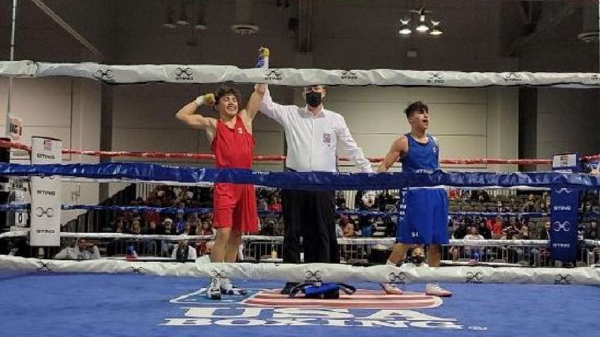 Aaron Garcia Jr. is pictured after winning the national boxing championships on Dec. 11.