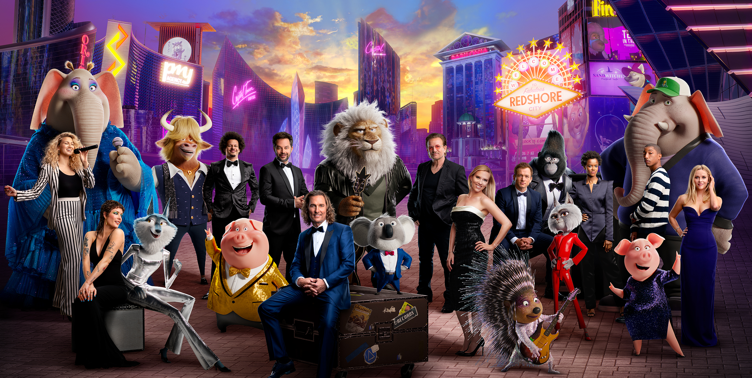 The cast of "Sing 2" is seen in a promotional photo from the film released by Illumination Studios. 
