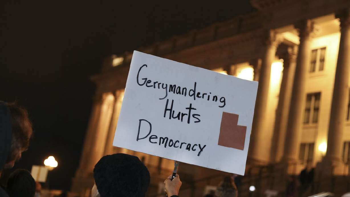 Utahns rally in opposition to the proposed congressional district maps at the Capitol in Salt Lake City on Nov. 10.