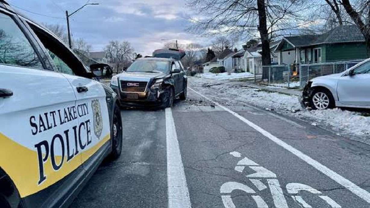 Salt Lake police arrested a man they say crashed a stolen SUV, fled from officers and attempted to carjack a vehicle.