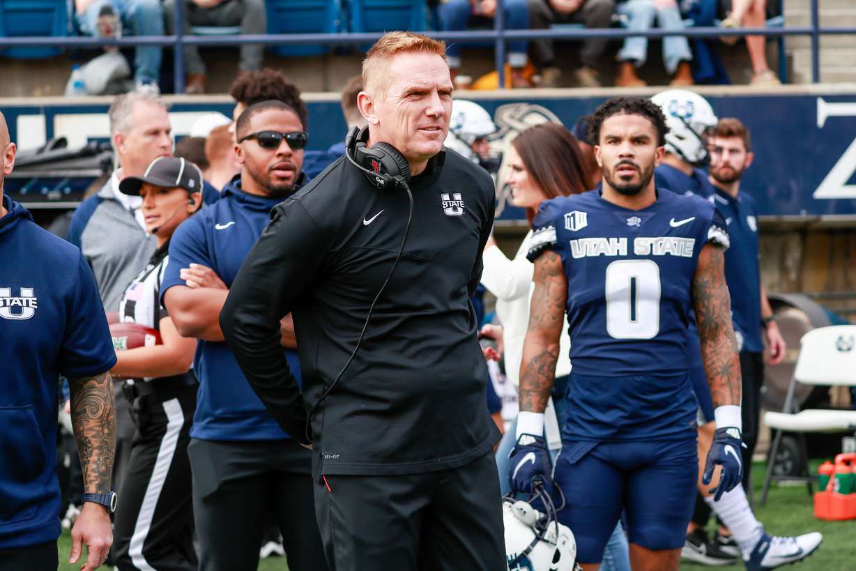 Blake Anderson led Utah State to an 11-3 record, a Mountain West title, and a win over Oregon State in the inaugural Jimmy Kimmel LA Bowl before being rewarded with a 2-year contract extension, Thursday, Dec. 24, 2021.