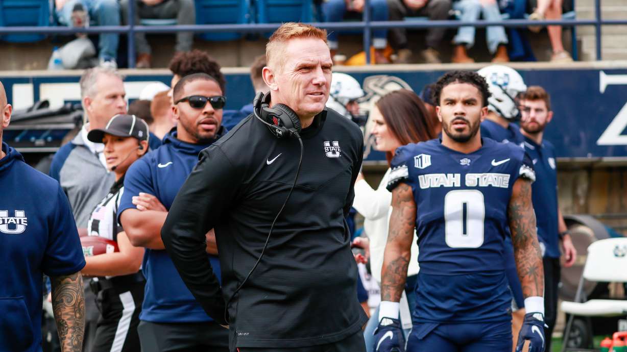 Blake Anderson led Utah State to an 11-3 record, a Mountain West title, and a win over Oregon State in the inaugural Jimmy Kimmel LA Bowl before being rewarded with a 2-year contract extension, Thursday, Dec. 24, 2021.