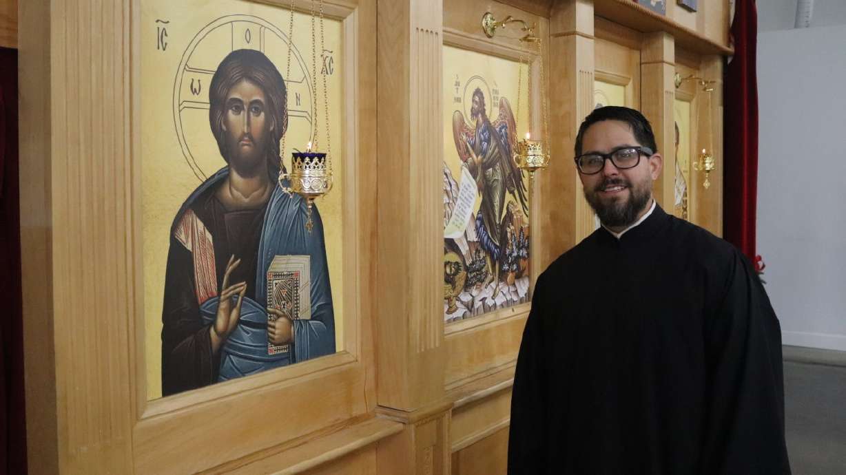 Father Thomas Hernandez poses by the iconostasis of the St. George Orthodox Church in St. George on Dec. 7. He started holding services at the church's new location at the end of October.