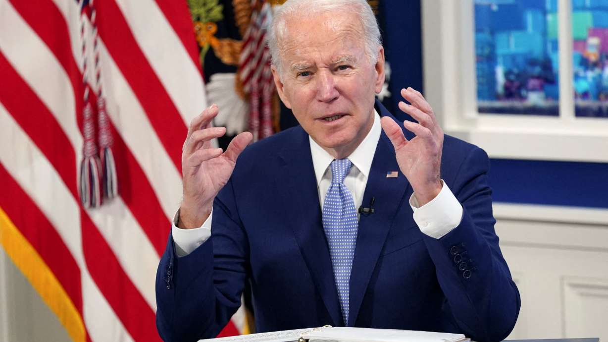 President Joe Biden meets with his Supply Chain Disruptions Task Force and private sector CEOs at the White House in Washington, Wednesday. On Monday, Biden signed a bill that authorizes $770 billion in defense spending.