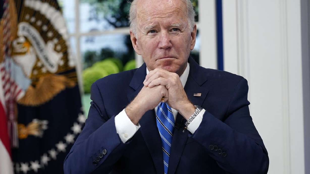 President Joe Biden participates in the White House COVID-19 Response Team’s regular call with the National Governors
Association in the South Court Auditorium in the Eisenhower Executive Office Building on the White House Campus, Monday.