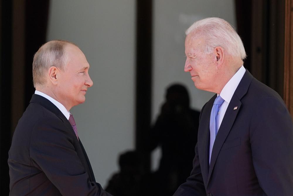 President Joe Biden and Russian President Vladimir Putin, arrive to meet at the 'Villa la Grange', June 16, in Geneva, Switzerland.