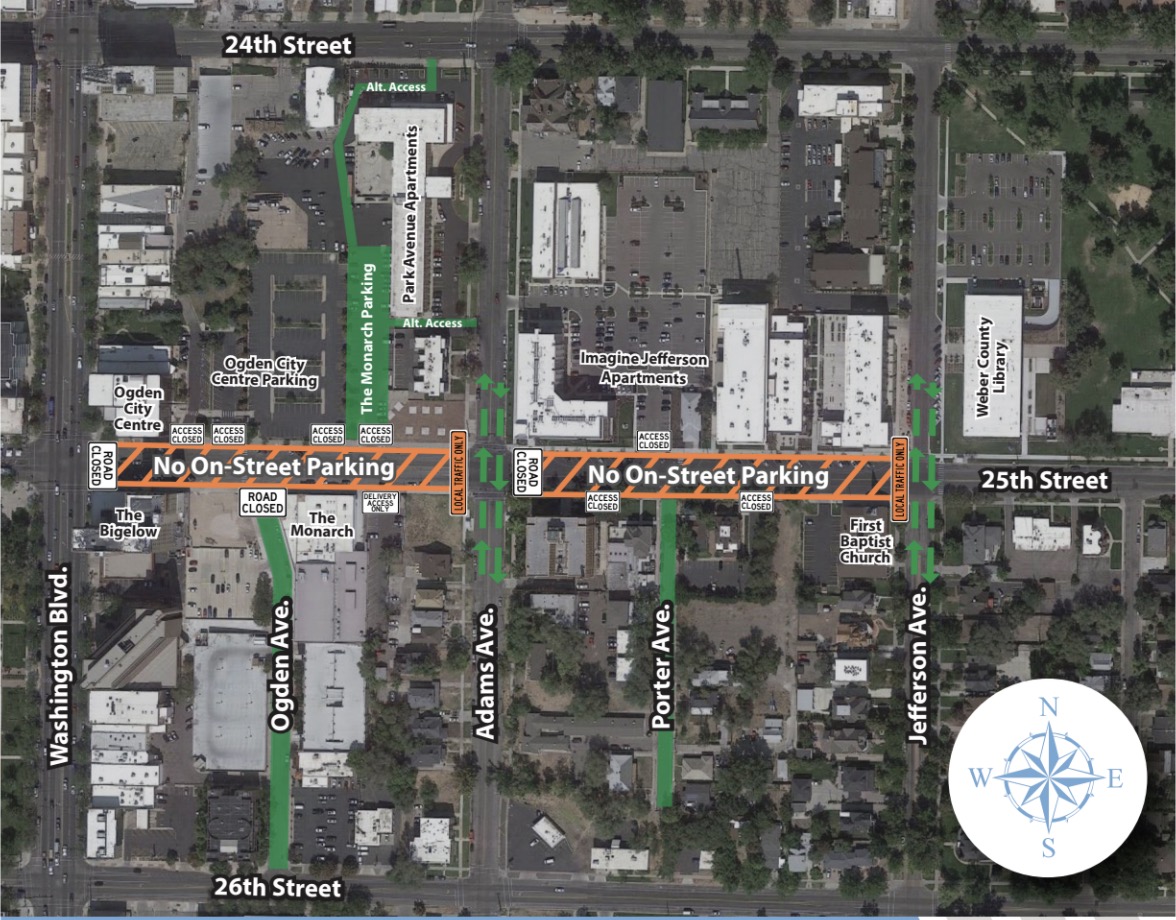 This map shows the construction close on 25th Street between Washington Boulevard and Jefferson Avenue that will begin Monday and remain in place through spring.