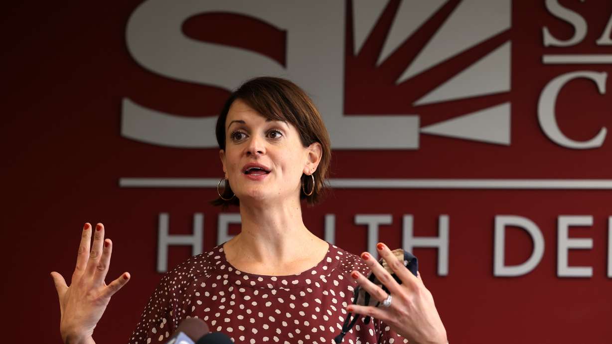 Dr. Angela Dunn, executive director of Salt Lake County Health Department, on Aug. 10. Dunn said Wednesday that shortening COVID-19 quarantine time, as recommended by the CDC, could benefit the economy but also brings risk.