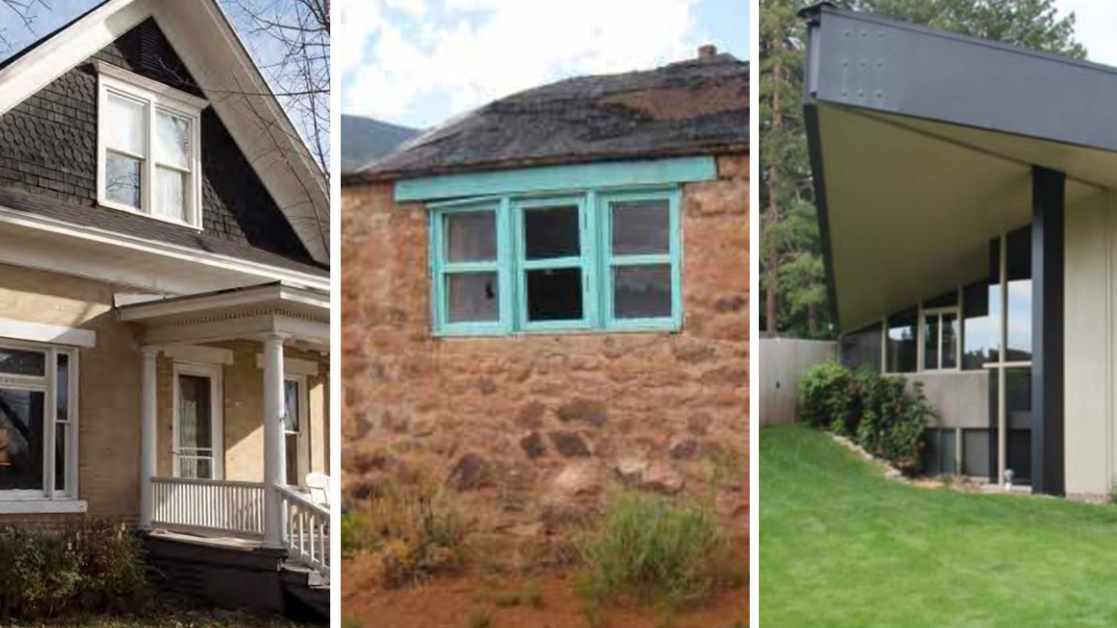 From left to right: Cheney House in Centerville, a Navajo Mountain Day School building in San Juan County and the Nelson House in Salt Lake City. All three are among the 14 Utah locations added to the National Register of Historic Places in 2021.