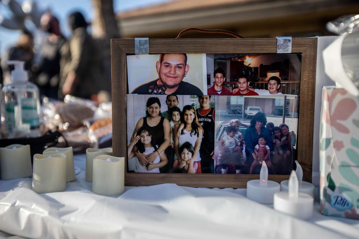 Photos of Alonso Garcia-Mendoza, 32, are pictured at vigil for him on March 14.