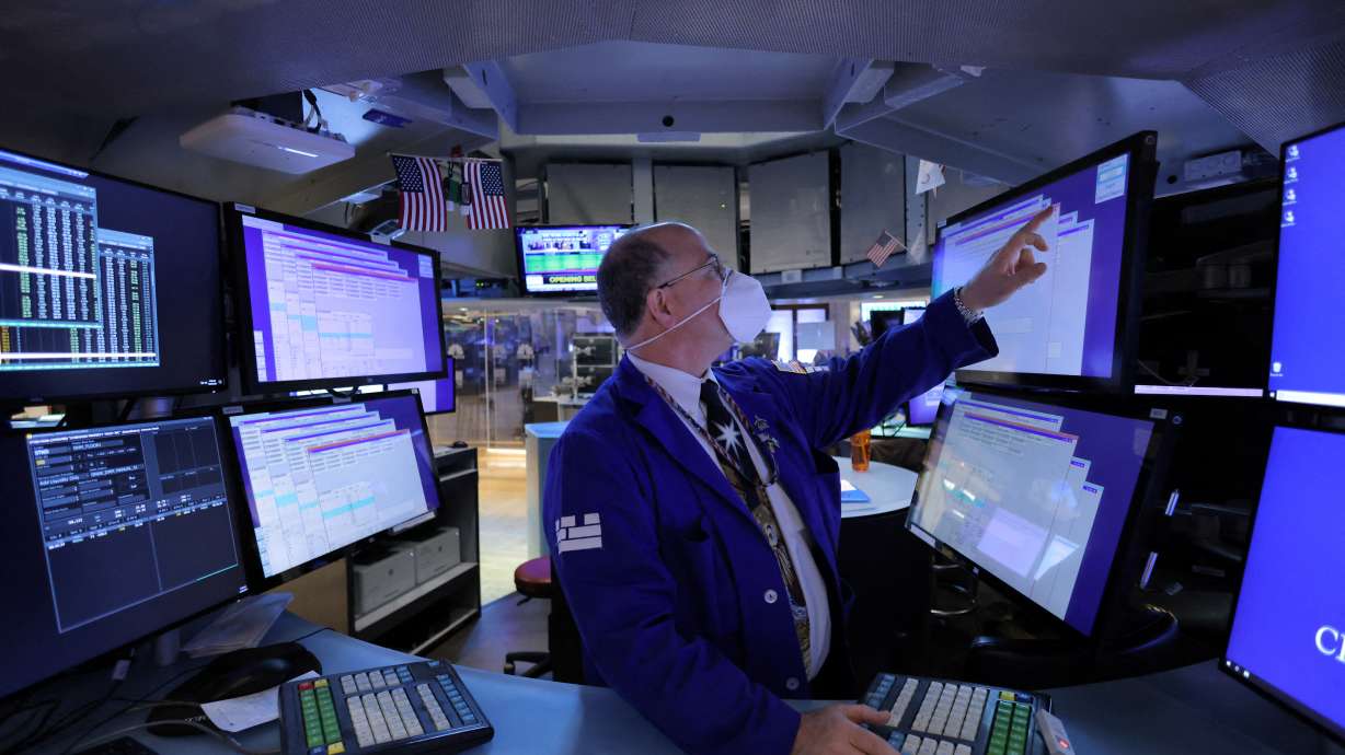A trader works on the trading floor on the last day of trading before Christmas at the New York Stock Exchange in Manhattan, New York City, on Dec. 23.