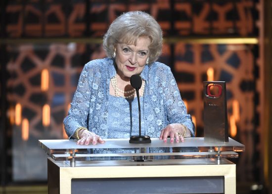 Betty White accepts the legend award at the TV Land Awards at the Saban Theatre on Saturday, April 11, 2015, in Beverly Hills, Calif.