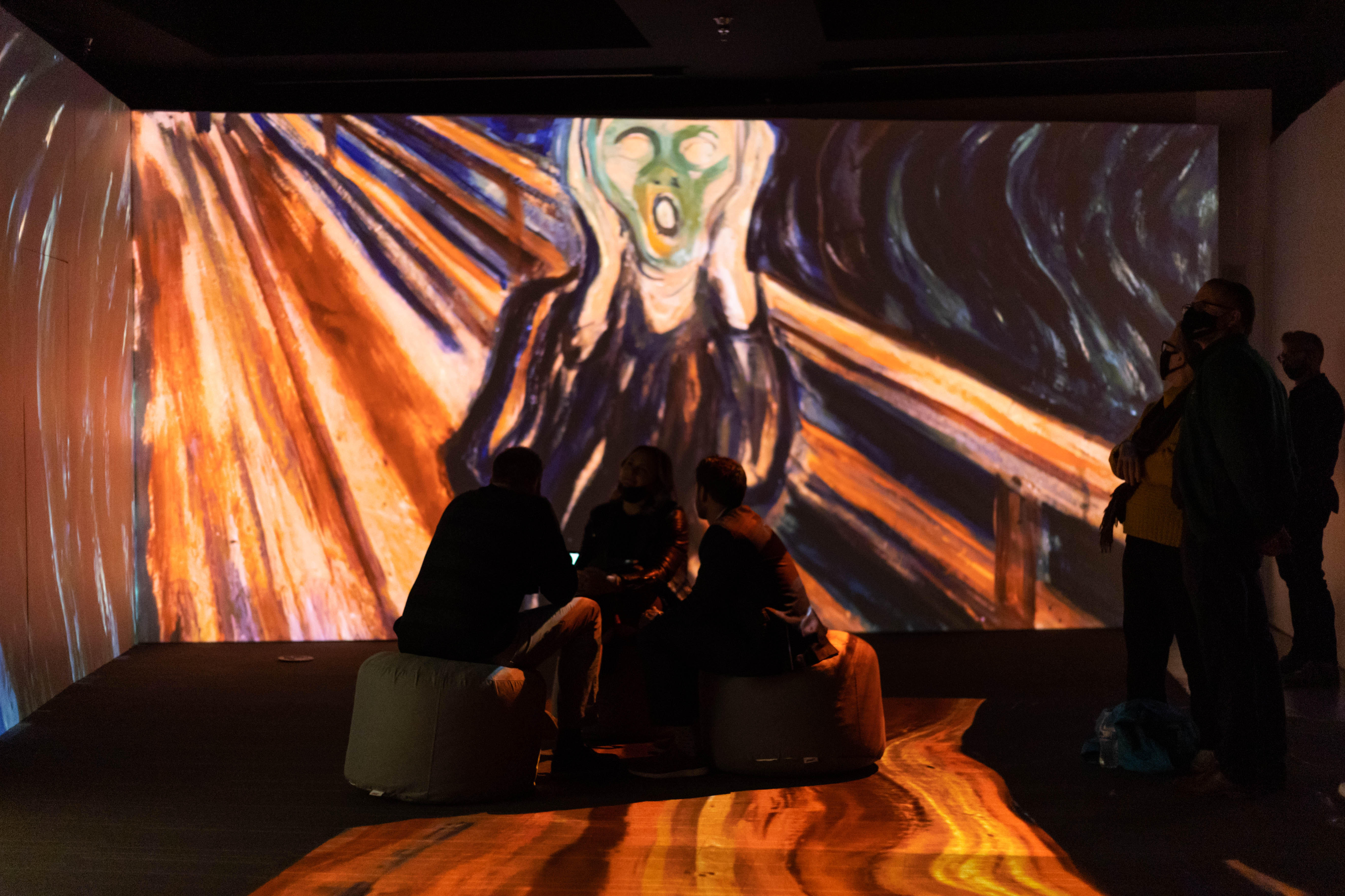 Attendees enjoy the new immersive space at the Leonardo Museum.