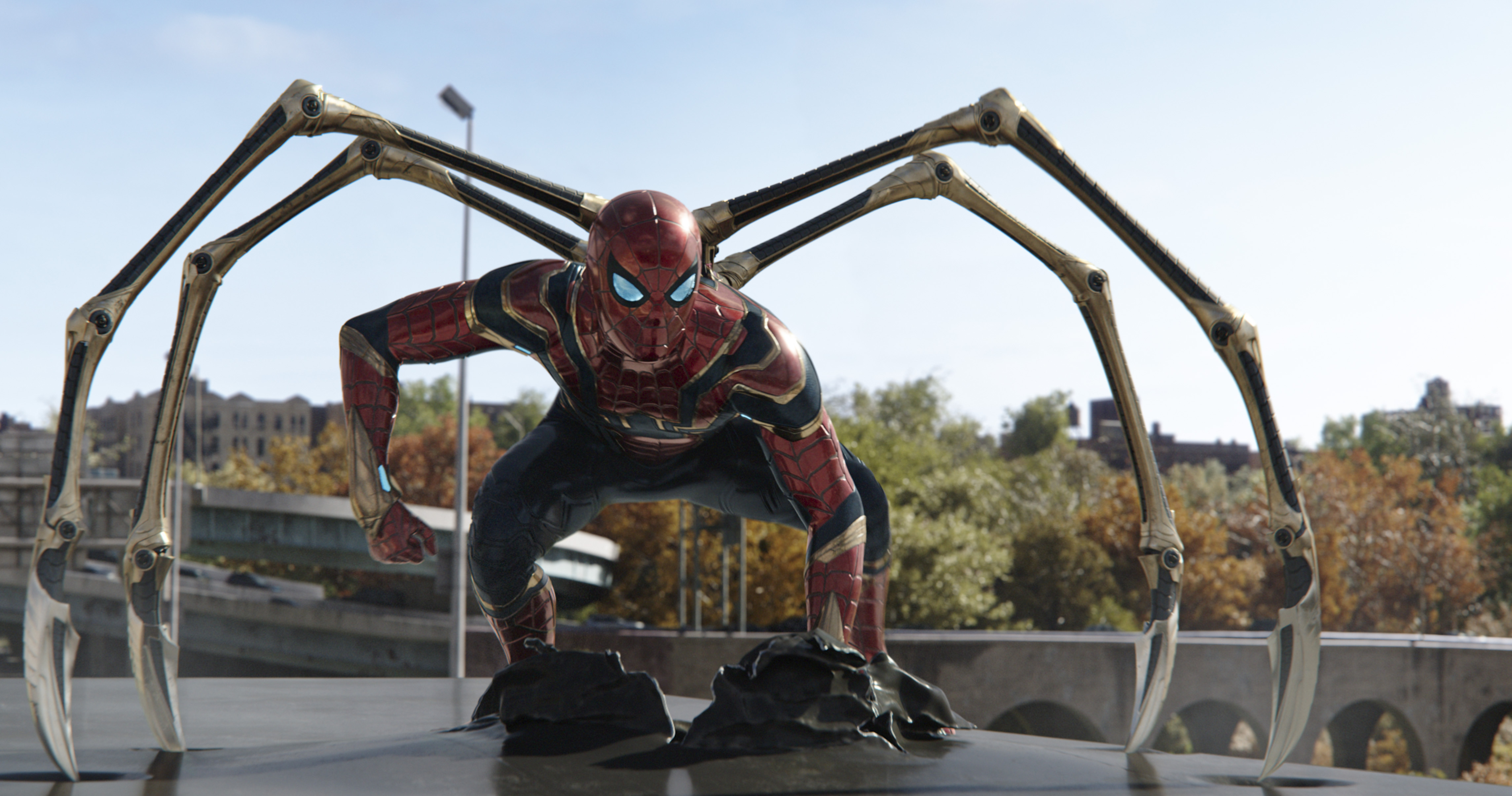 This image released by Sony Pictures shows Tom Holland in Columbia Pictures' "Spider-Man: No Way Home." 