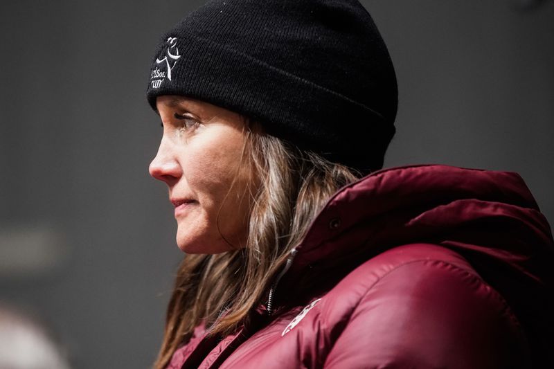 Salt Lake City Mayor Erin Mendenhall listens to the speakers at the 2021 Homeless Persons Memorial Candlelight Vigil at Pioneer Park in Salt Lake City on Dec. 21, 2021. The vigil honored the 116 men and women who died in Salt Lake City while
experiencing homelessness over the past year.