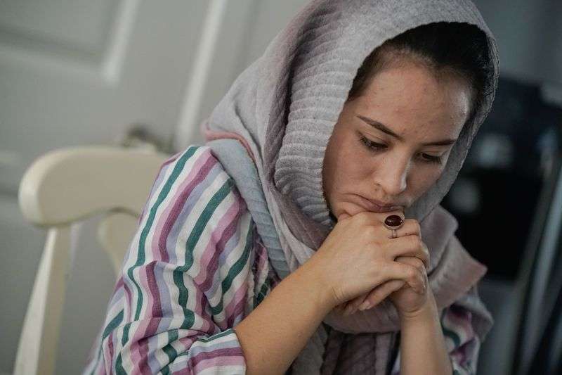 Afghan refugee Shazia Kakaie pauses at her house in North Salt Lake on Tuesday, Nov. 23, 2021, while describing her experience leaving Kabul, Afghanistan. Following the Taliban
takeover, Shazia was separated from her husband, Azim. They were reunited in Utah on Oct. 30.