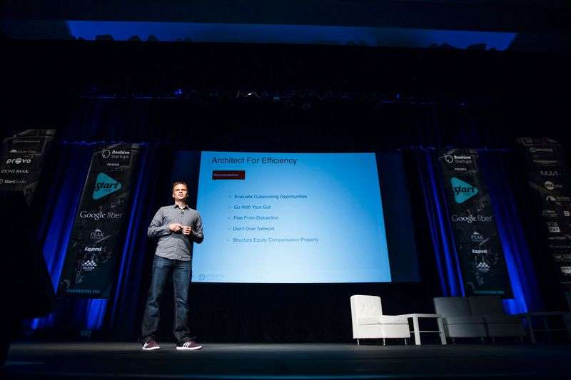 Dave Bateman, CEO of Entrata, speaks in Provo on Sept. 2,
2015.