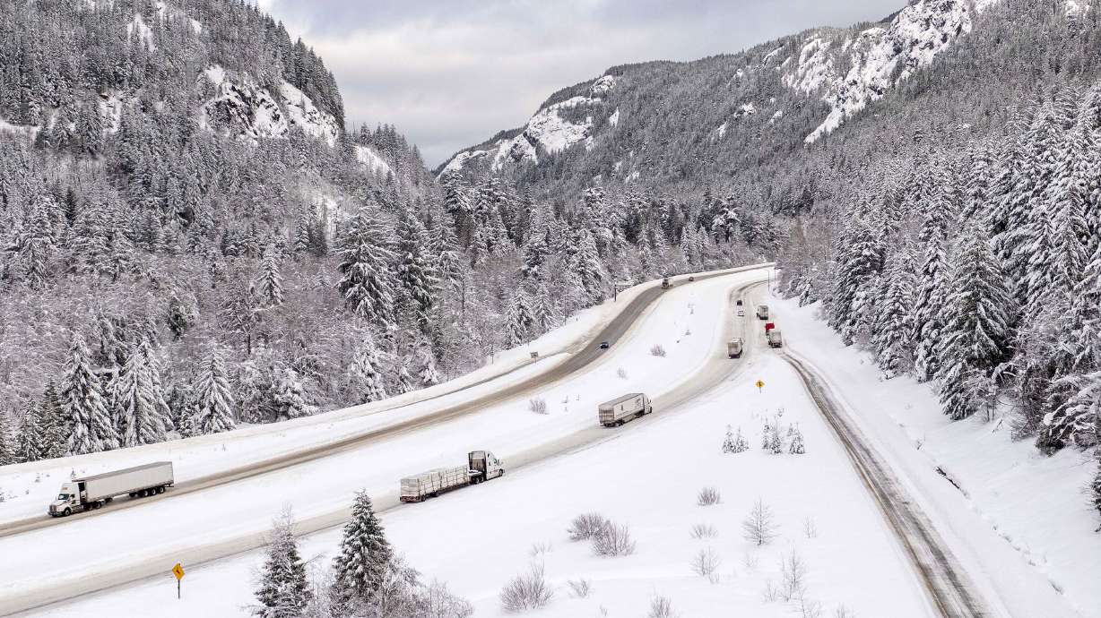 Interstate 90, seen here near Snoqualmie Pass on Tuesday, will probably remain closed until Sunday, according to the state's department of transportation.