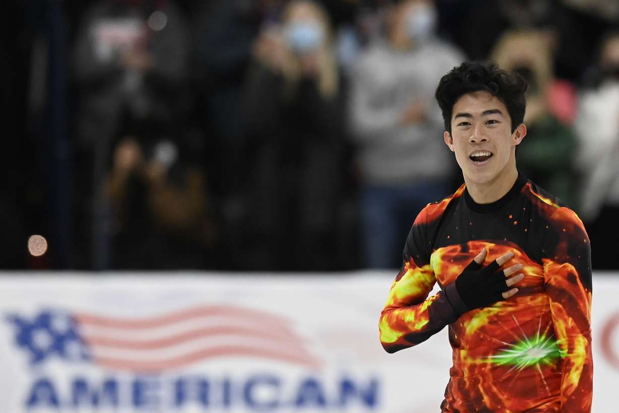 Nathan Chen competes in the men's free skate program during the U.S. Figure Skating Championships Sunday, Jan. 9, 2022, in Nashville, Tenn.