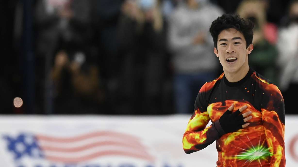 Nathan Chen competes in the men's free skate program during the U.S. Figure Skating Championships Sunday, Jan. 9, 2022, in Nashville, Tenn.