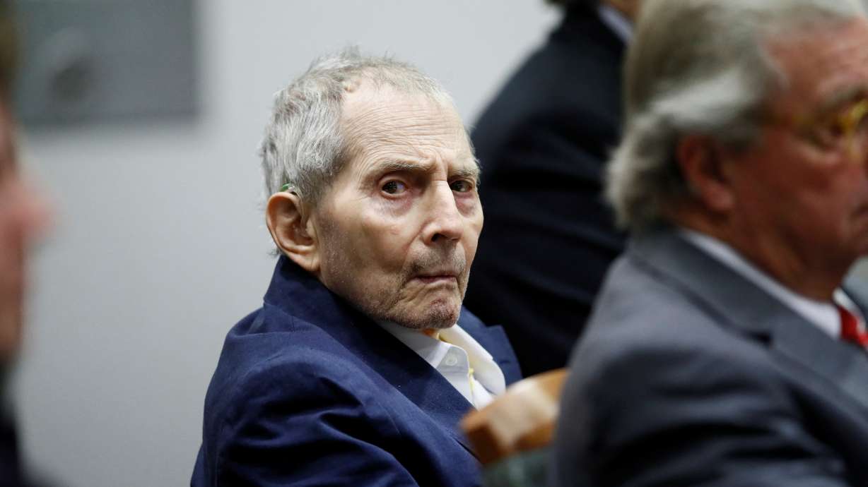 Robert Durst sits for opening statements in his murder trial in Los Angeles, California, March 4, 2020. He died at age 78, his attorney said.