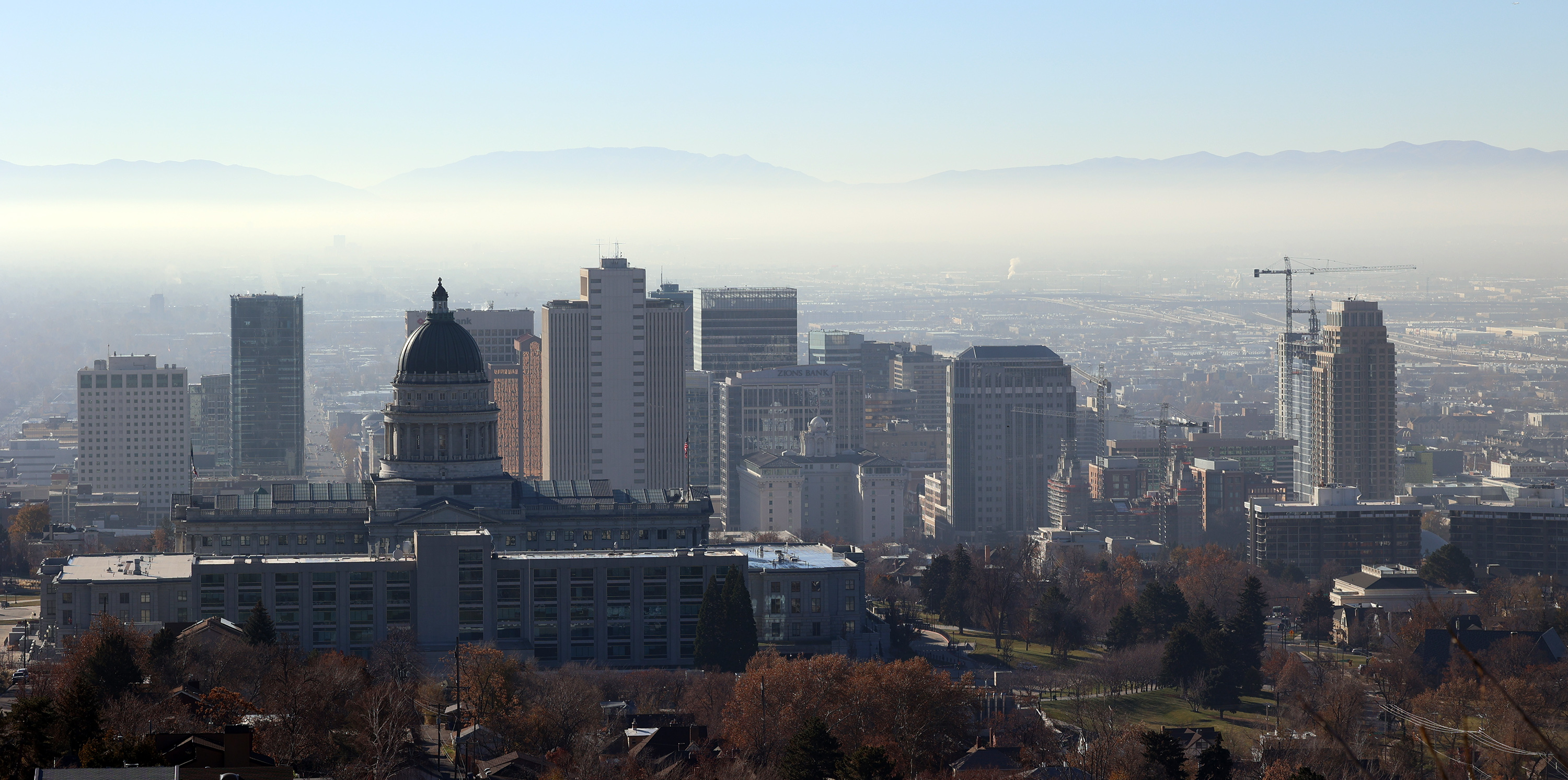 An inversion begins to fill the Salt Lake Valley on Nov. 29, 2021. Inversion conditions return again this week.