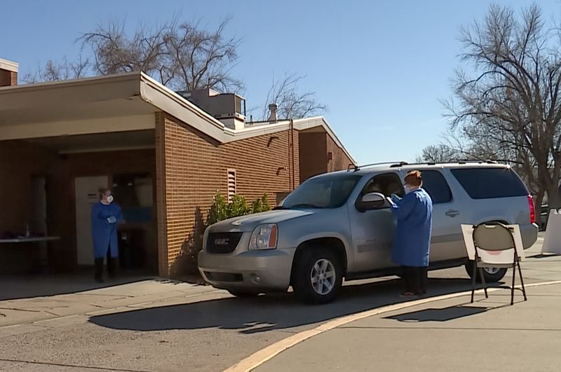Staff is on hand to assist with at the Utah Department
of Health’s new self-serve COVID-19 testing location in St. George
on Wednesday.