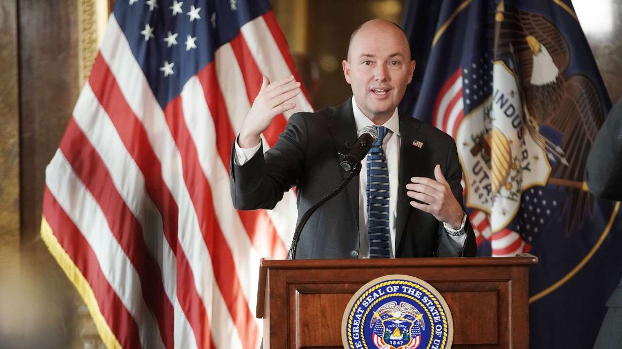 Gov. Spencer Cox speaks during a press conference about COVID-19 and the omicron variant at the Capitol in Salt Lake City on Friday.