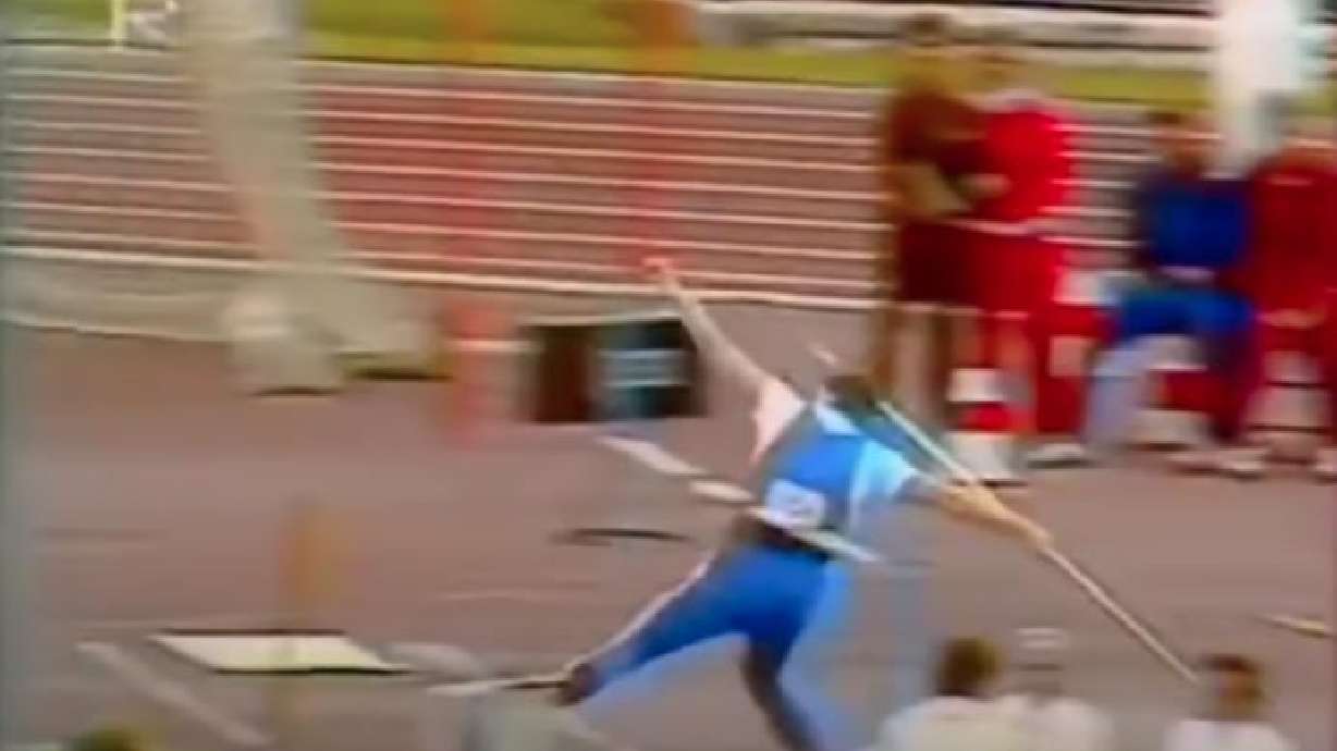 Uwe Hohn breaks the world record in javelin throwing in July 1986, with a throw of 104.80 meters. It's a record that experts believe will never be broken.