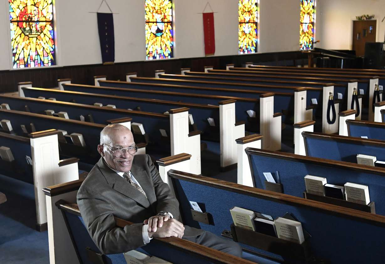 The Rev. Alvin J. Gwynn Sr., of Friendship Baptist Church in Baltimore, sits in his church's sanctuary, March 19, 2020.