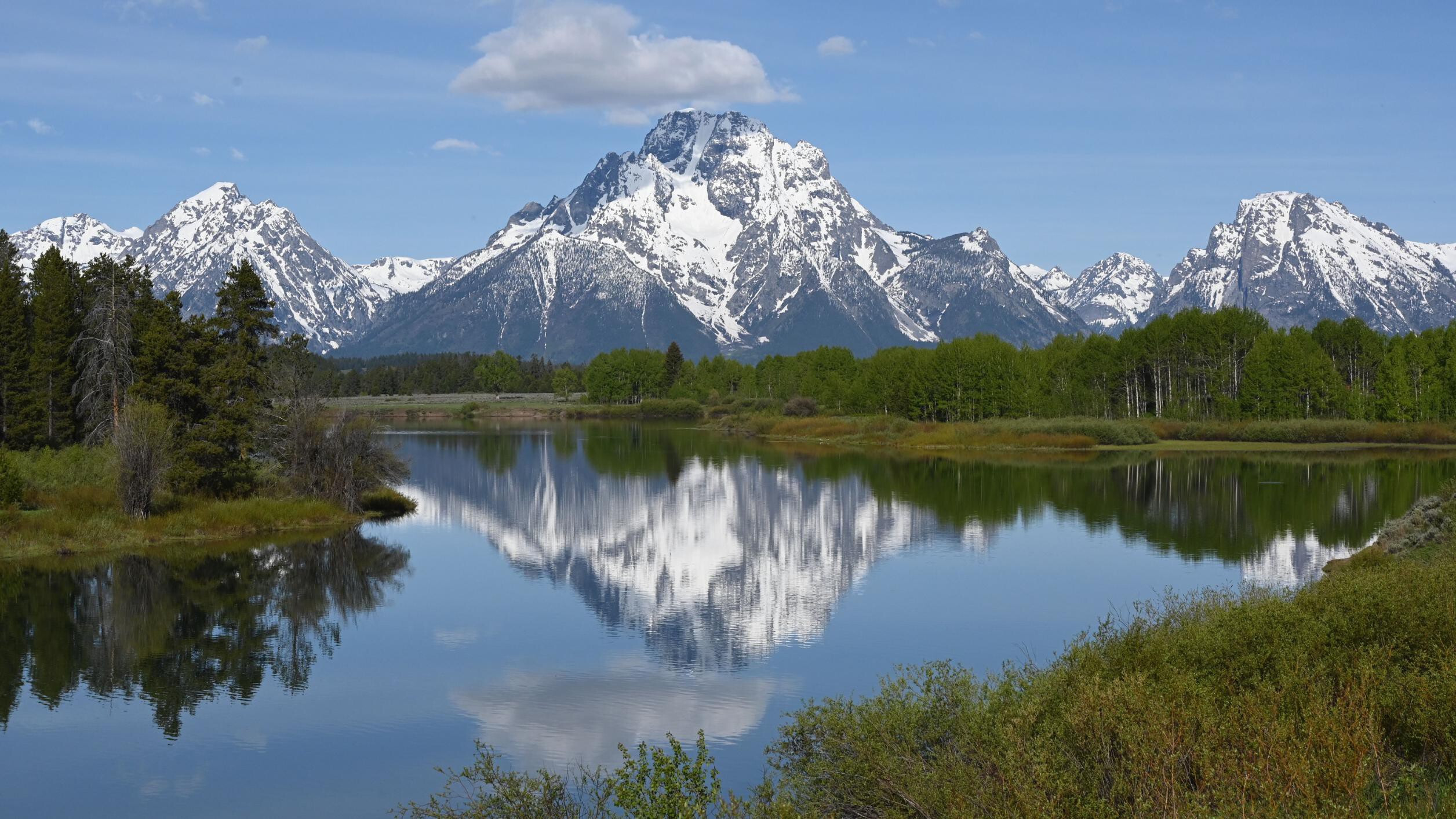 US National Parks will waive entrance fees for MLK Day. Pictured is the Grand Teton mountain range in Grand Teton National Park, Wyoming, on June 13, 2019.