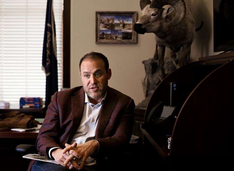 House Majority Whip Mike Schultz, R-Hooper, discusses
the upcoming 2022 legislative session at the Capitol in Salt Lake
City on Thursday.