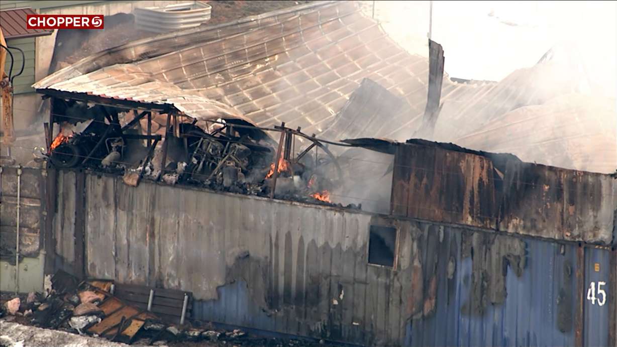 Fire damages the workshop of a family planning to open a new business in Croydon, Morgan County, Monday.