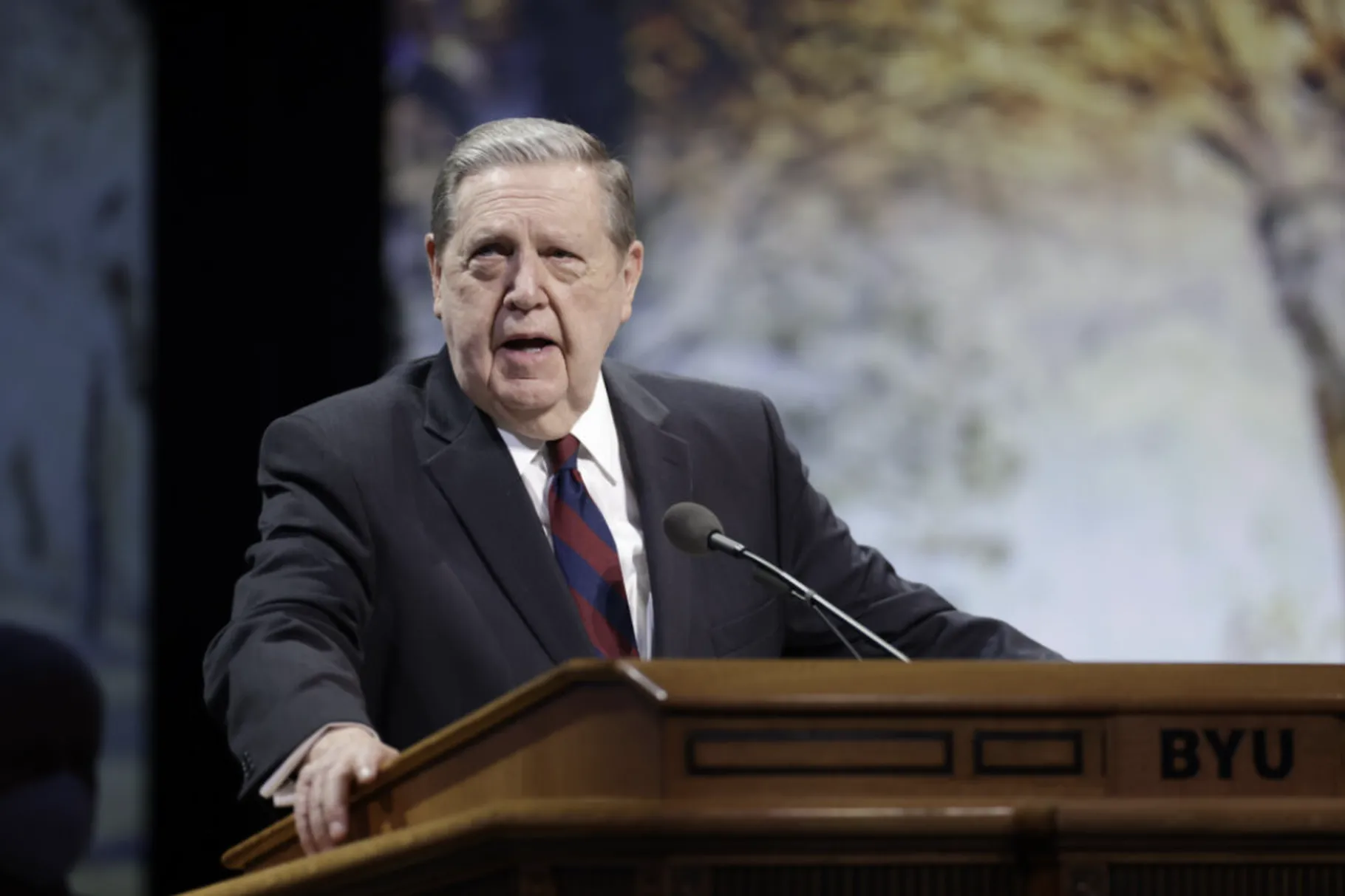 Elder Jeffrey R. Holland delivers a devotional address about forgiveness at BYU on Tuesday, in Provo, Utah.