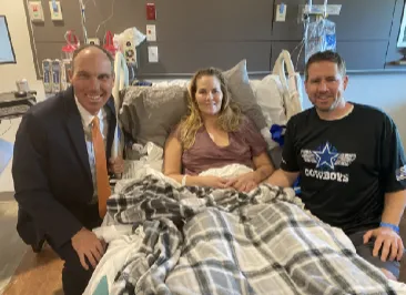 Elder Jon Schmidt visits Deedra Russell and Troy Russell as Deedra continues to recover from a head-on collision with a drunk driver on Sept. 8, 2021.