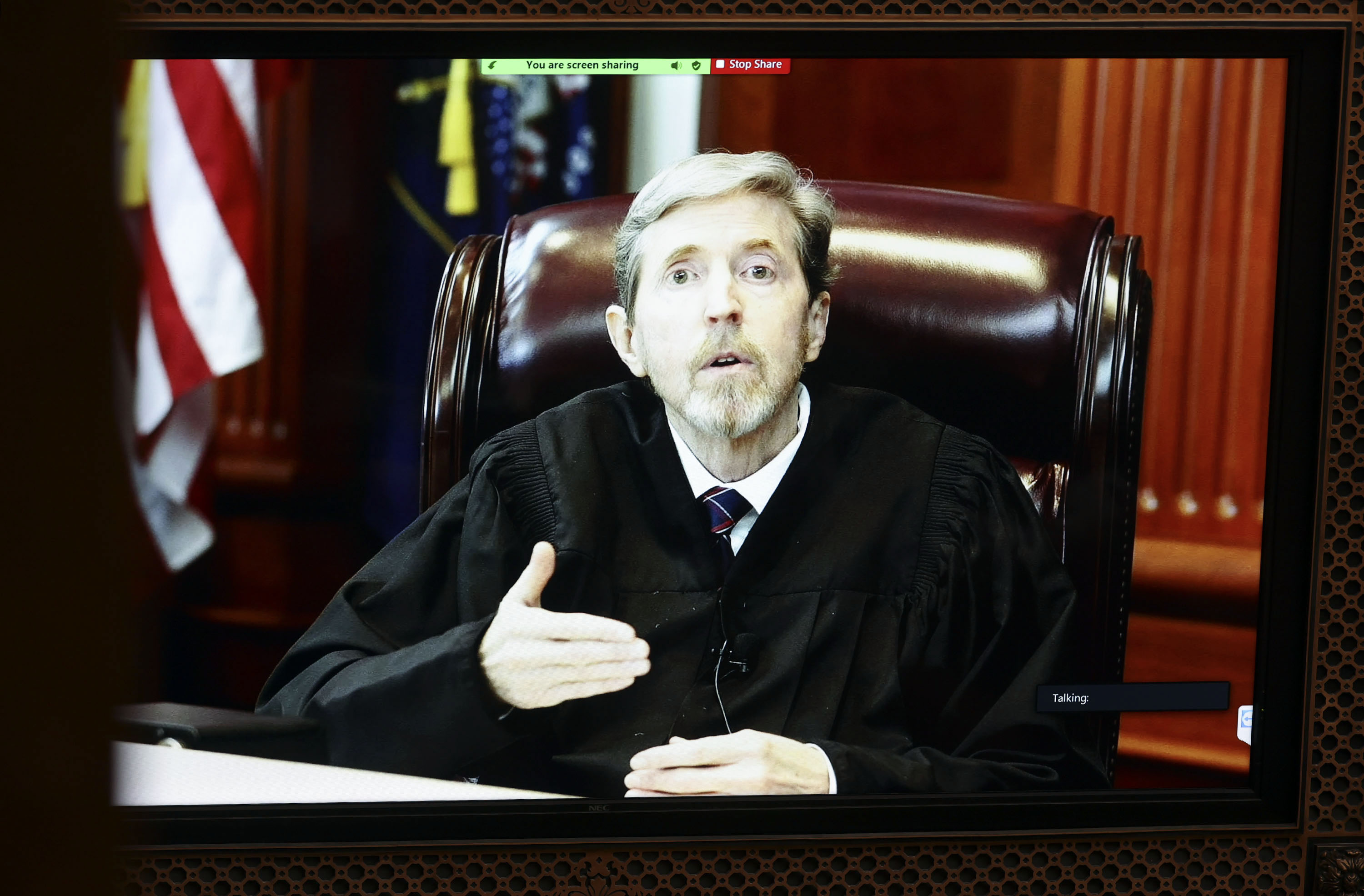 Chief Justice Matthew B. Durrant virtually delivers the State of the Judiciary on Jan. 18, 2022. He was elected as president of the Conference of Chief Justices and began his term on Thursday.