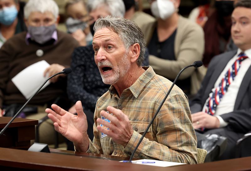 Dave Timmerman expresses his opinion on redistricting
maps during a Legislative Redistricting Committee at the Capitol in
Salt Lake City on Nov. 8, 2021.