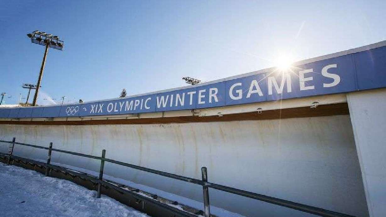 A curve on the luge and bobsled track at the Utah Olympic Park near Park City is pictured on Nov. 30, 2020.