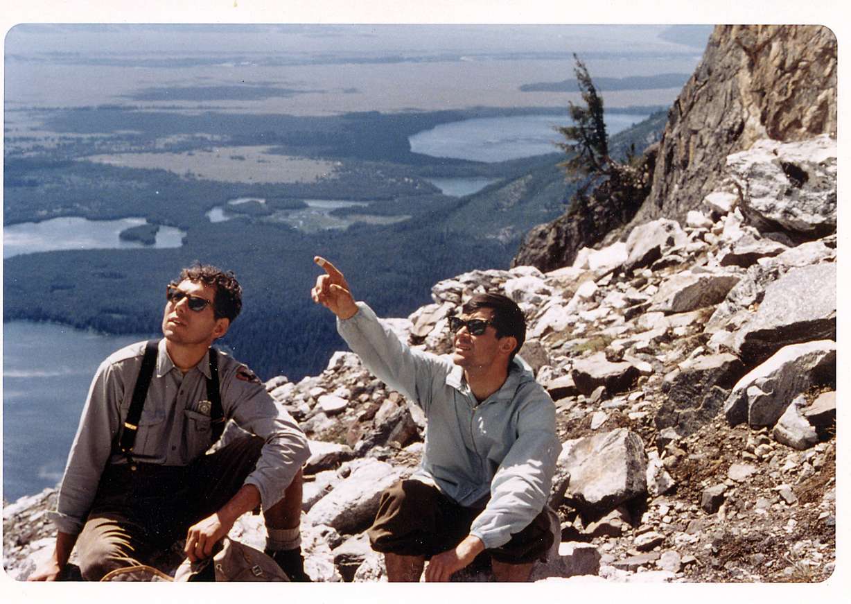 Photo of Rick Reese, left, and Ted Wilson, right, while at the East Horn of Mount Moran in Wyoming.