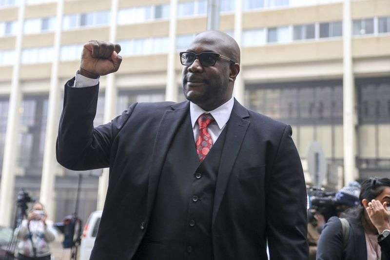 Philonise Floyd, George Floyd’s brother, leaves a news
conference after former Minneapolis Police Officer Derek Chauvin
has pleaded guilty to a federal charge of violating George Floyd’s
civil right on Dec. 15, 2021, in St. Paul, Minn.