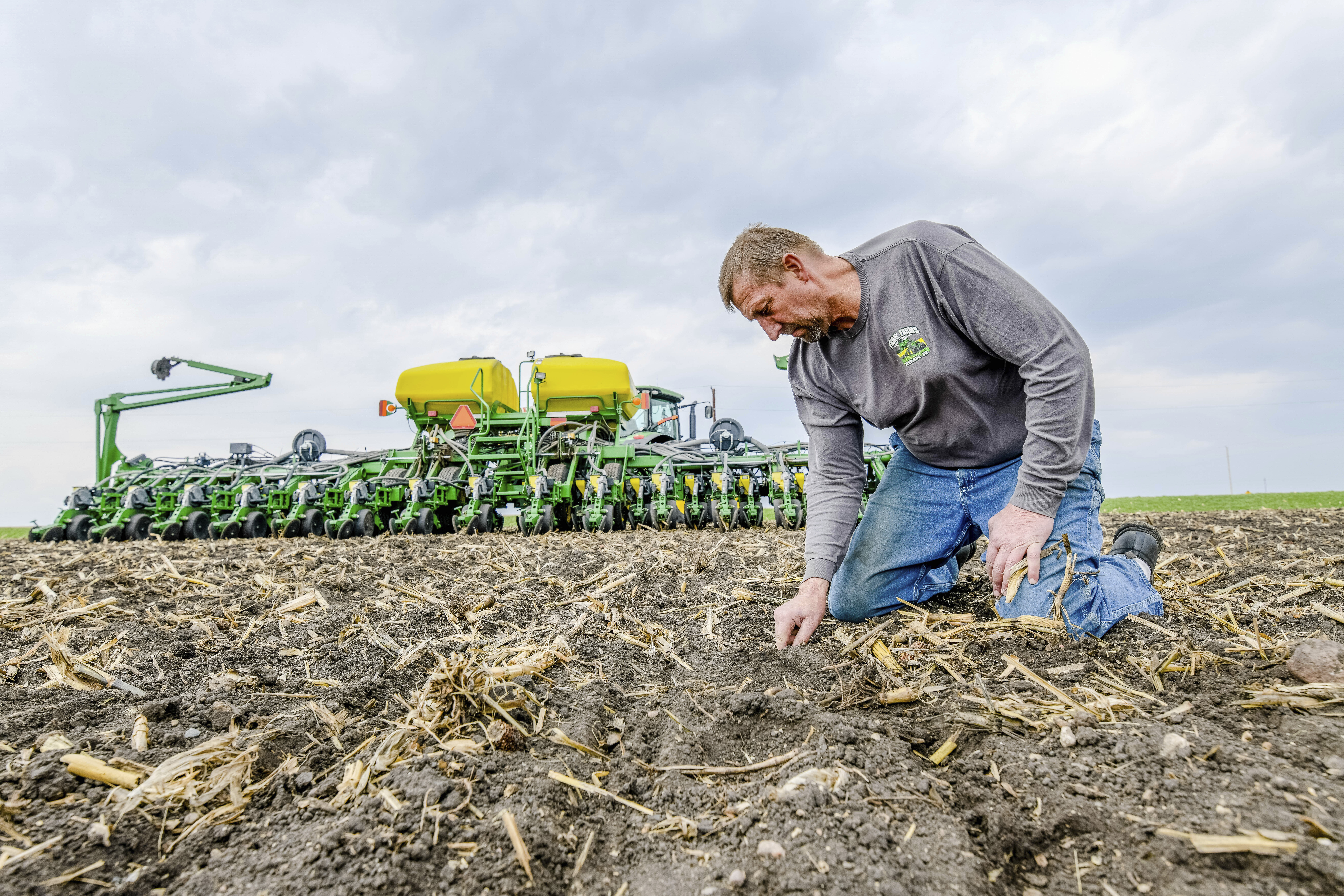 This 2018 photo shows Jeff Frank on his farm near Auburn, Iowa. Frank doesn’t feel rich, but simply based on the skyrocketing value of his land in northwest Iowa, it’s an apt way to describe him, even if he laughs at the idea.   