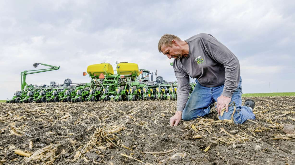 This 2018 photo shows Jeff Frank on his farm near Auburn, Iowa. Frank doesn’t feel rich, but simply based on the skyrocketing value of his land in northwest Iowa, it’s an apt way to describe him, even if he laughs at the idea.