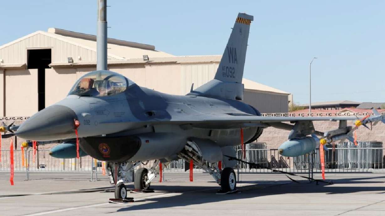 F-16 aircraft participating in Red Flag exercises, Nellis Air Force Base, Nevada,
